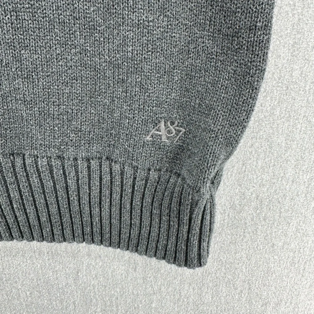 Aeropostale Quarter Zip Men's Medium Pullover Sweater Dark Gray‎ Cotton Collar